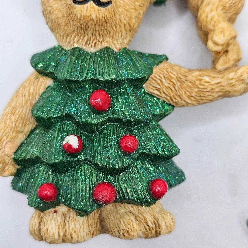 Vintage Clare's 1997 Christmas Bear Ornament Tree Costume + Skating Reindeer Lot
